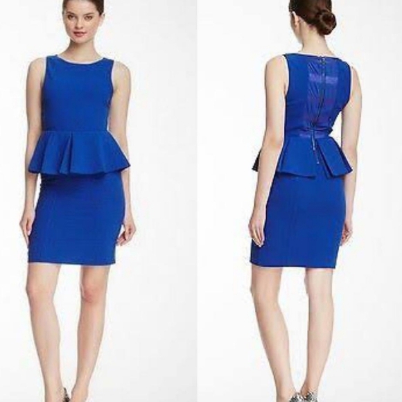 Alice + Olivia Cobalt Blue June Peplum Dress S US 6 Good Condition - Picture 1 of 12
